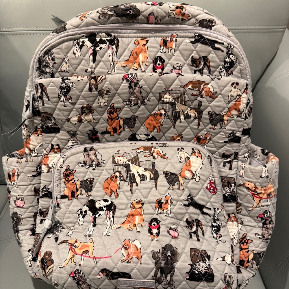 Vera Bradley Multicolor Dog Print Quilted Backpack